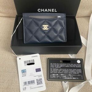 Chanel Classic Card Holder 21B Navy